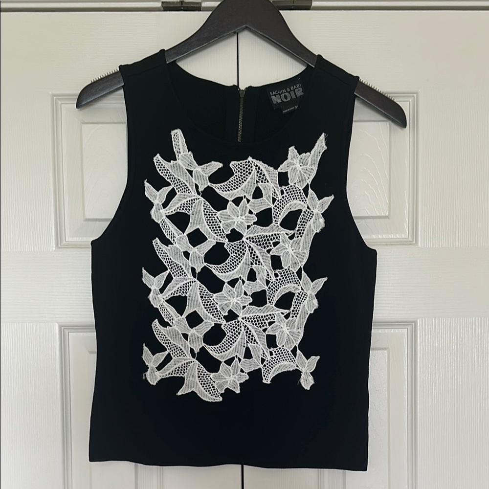 Sachin + Babi Noir Tank with Lace, NWOT